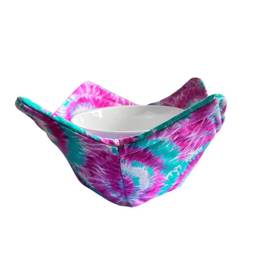 Hand Crafted Colorful Tie Dye Microwave Small Bowl or Mug Cozy Fabric Cotton